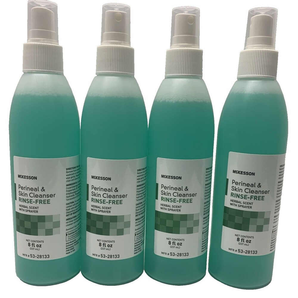 McKesson Perineal & Skin Cleaner Rinse Free Herbal Scent 8oz x 4 NEW